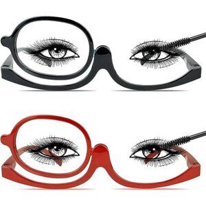 2-Pack Flip Lens Makeup Glasses – One-Eye Magnifier for Precise Eye Makeup X1.0